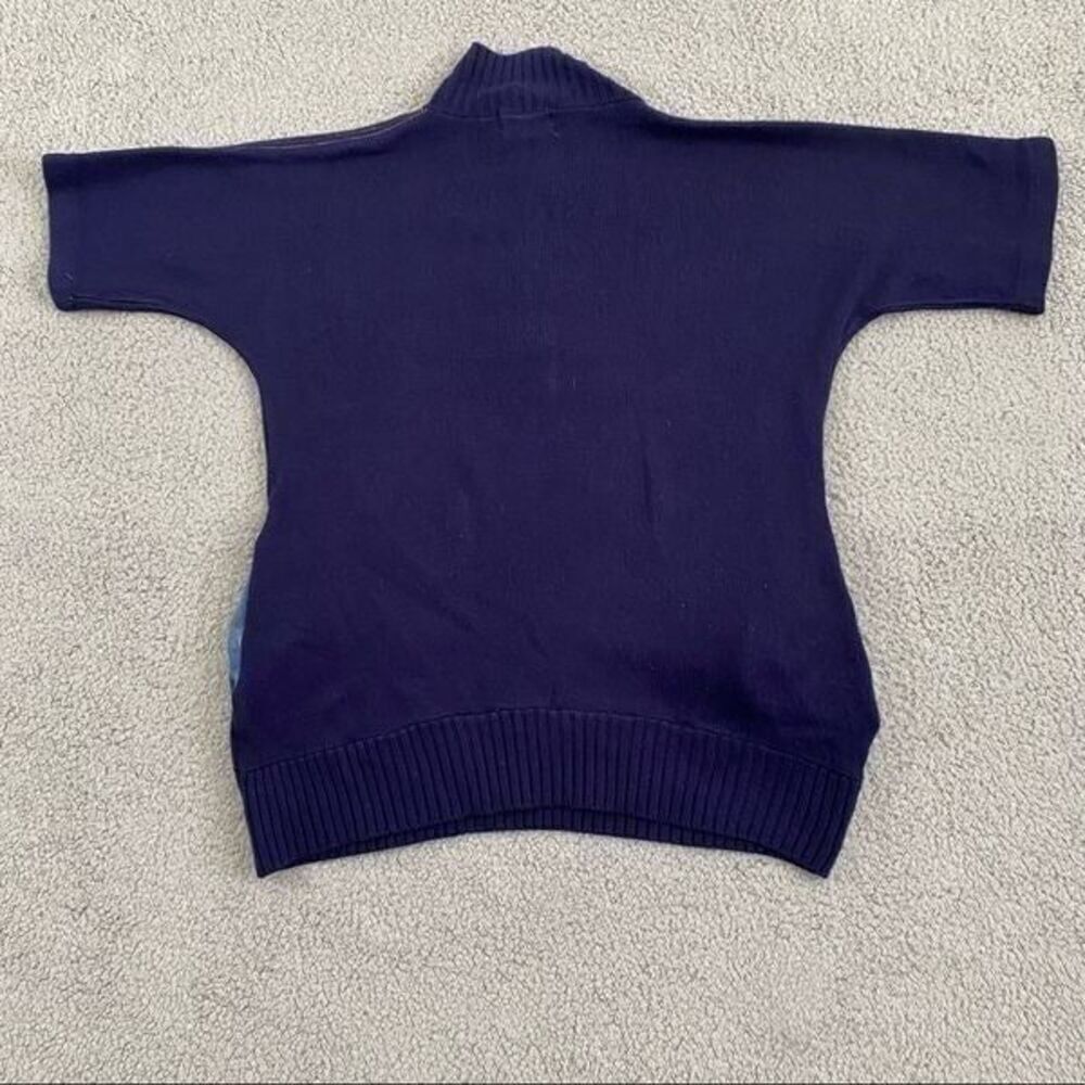 Vintage Monrose Knitwear Sweater Men 42 Navy 1/4 Button Denim Accent Pullover - Picture 10 of 11